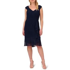 Adrianna Papell Women's Jersey and Chiffon Drape Dress - Size: 14 Retail $149